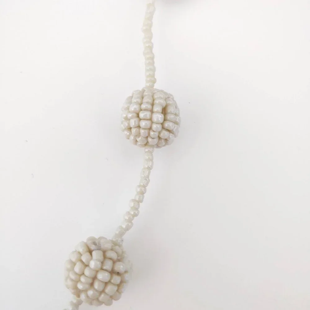 Coldwater Creek long cream seed bead ball necklace